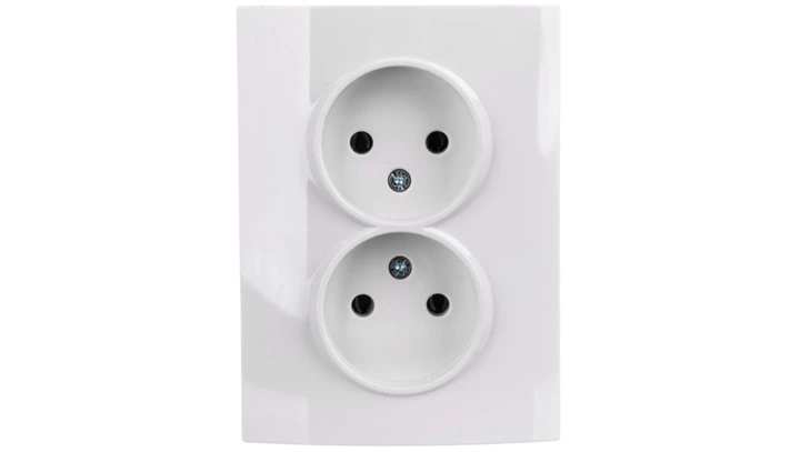 LOGI Gniazdo podwójne 2x2P kompletne śrubowe 16A 250V Biały 25096