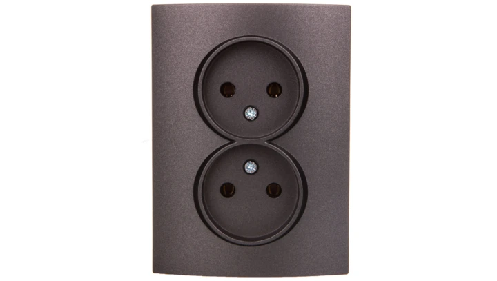 LOGI Gniazdo podwójne 2x2P kompletne śrubowe 16A 250V Grafit 25273