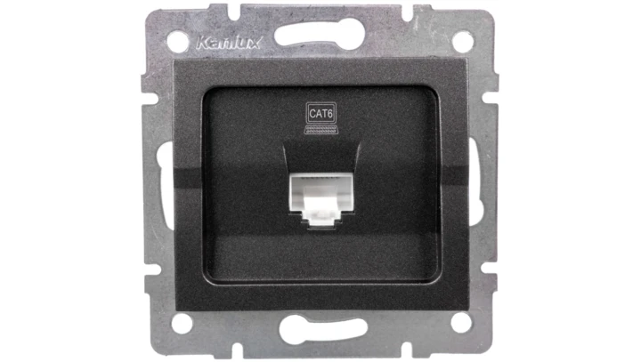 LOGI Gniazdo komputerowe pojedyncze (RJ45Cat 6 Jack) Grafit 25286