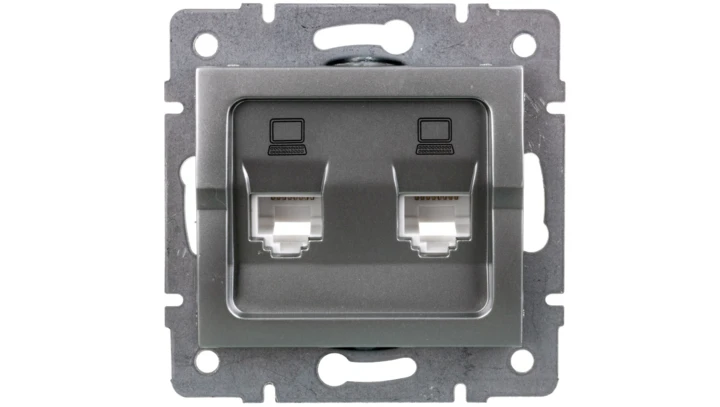 LOGI Gniazdo komputerowe (2xRJ45Cat 5e Jack) niezależne Srebrny 25228