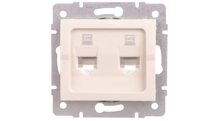 LOGI Gniazdo komputerowe (2x RJ45Cat 6 Jack) niezależne Kremowy 25170