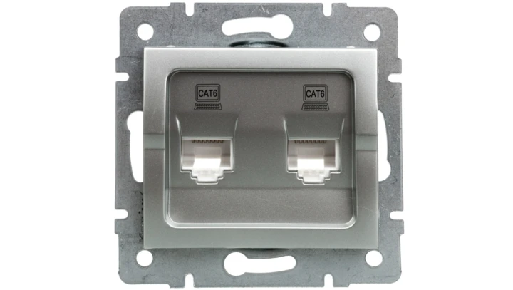 LOGI Gniazdo komputerowe (2xRJ45Cat 6 Jack) niezależne Srebrny 25229