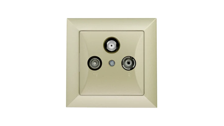 OPAL Gniazdo antenowe RTV/SAT przelotowe metalizowany piaskowy GAPS/P-Op