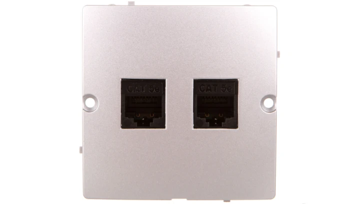 Simon Basic Gniazdo komputerowe podwójne RJ45 kat. 5e srebrny mat BMF52.02/43