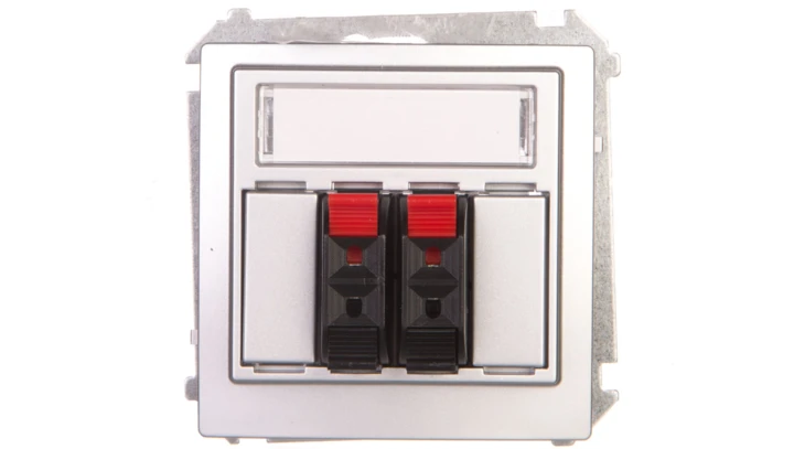 Simon Basic Gniazdo głośnikowe podwójne srebrny mat BMGL3.01/43