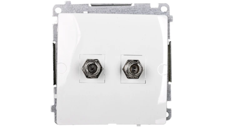 Simon Basic Gniazdo antenowe podwójne typu F białe BMAF2.01/11