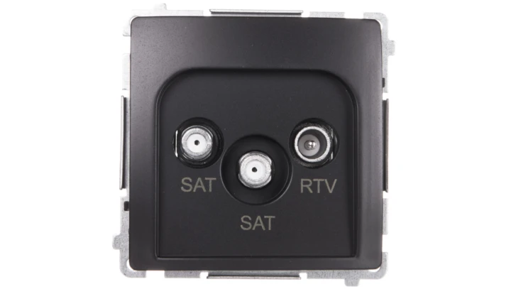 Simon Basic Gniazdo antenowe podwójne końcowe RTV/SAT/SAT-RTV grafit matowy BMZAR+SAT3.1-P2.01/28