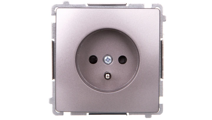 Simon Basic Gniazdo pojedyncze z/u z przesłonami stal inox BMGZ1Z.01/21