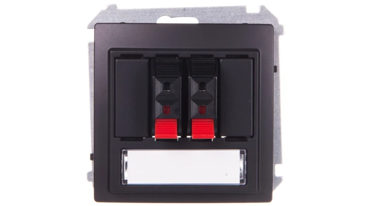 Simon Basic Gniazdo głośnikowe podwójne z polem opisowym grafit matowy BMGL3.01/28