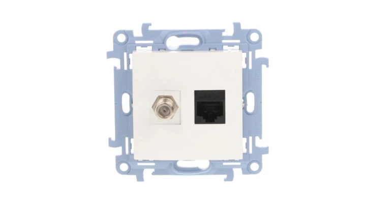 Simon 10 Gniazdo antenowe + komputerow typu F + RJ45 kat.5e białe CASFRJ455.01/11