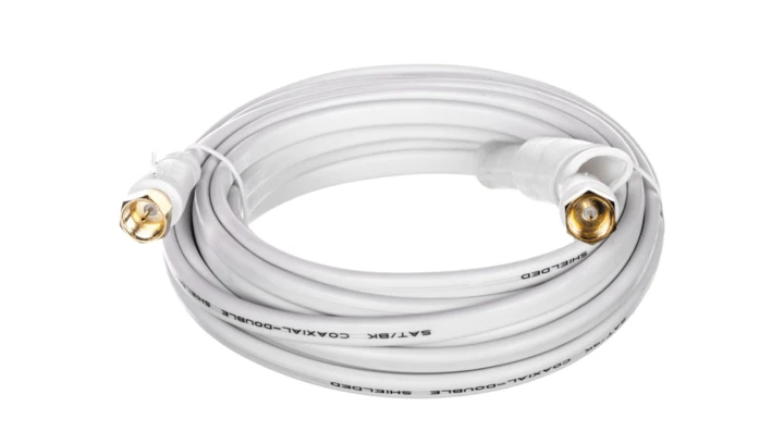 Przewód antenowy satelitarny płaski F 5m biały 67296