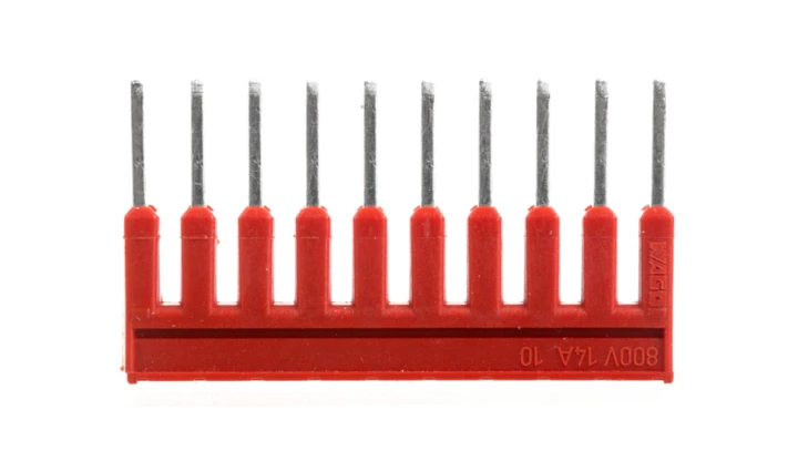 Mostek grzebieniowy z izolacją 10-torowy 14A czerwony 2000-410/000-005 /25szt./