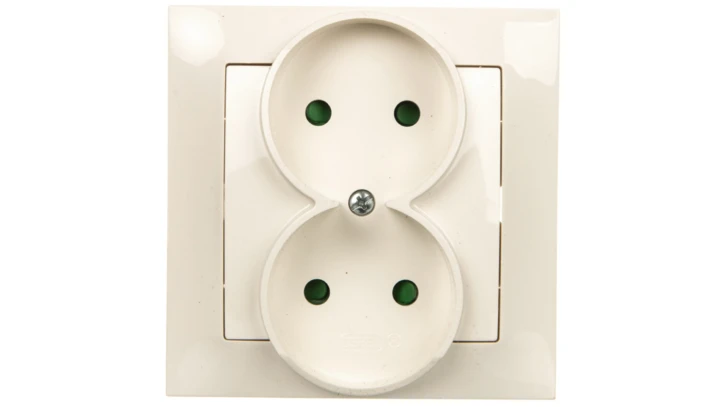 IMPRESJA Gniazdo podwójne b/u z przesłonami ecru GP-2YP/27