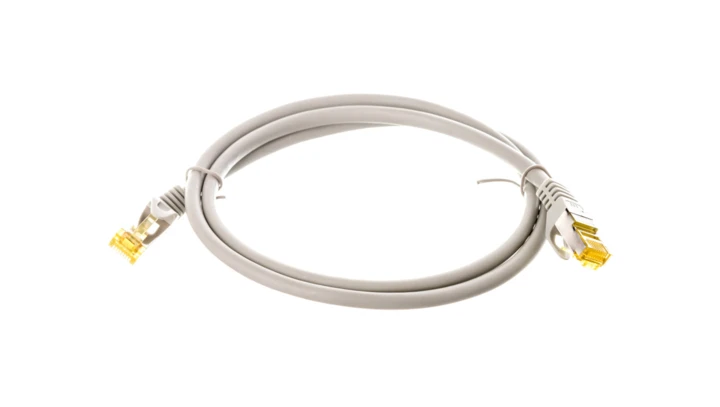 Kabel krosowy patchcord S/FTP (PiMF) kat.6A LSZH szary 1m 91585