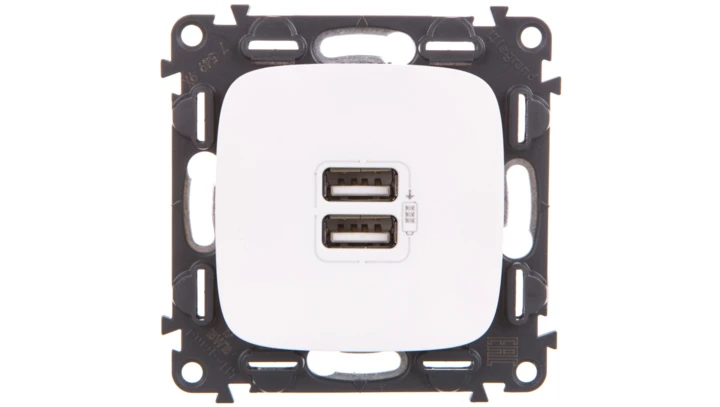 VALENA ALLURE Gniazdo ładowania usb podwójne białe 754995