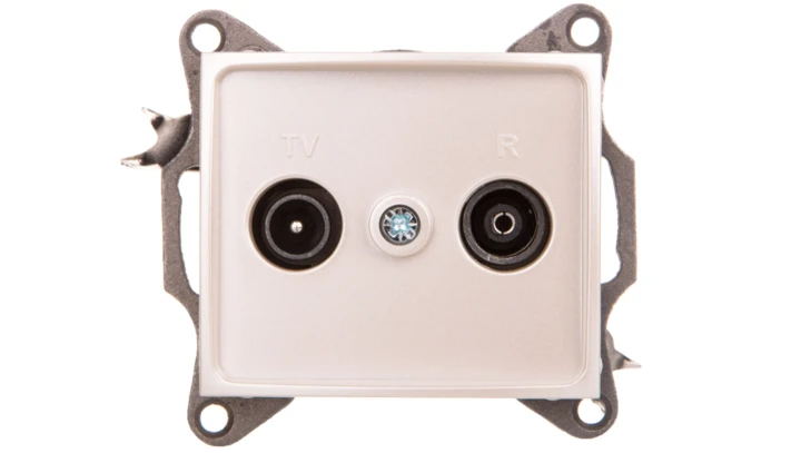 DOMO Gniazdo RTV przelotowe perłowe białe 011320030 24981