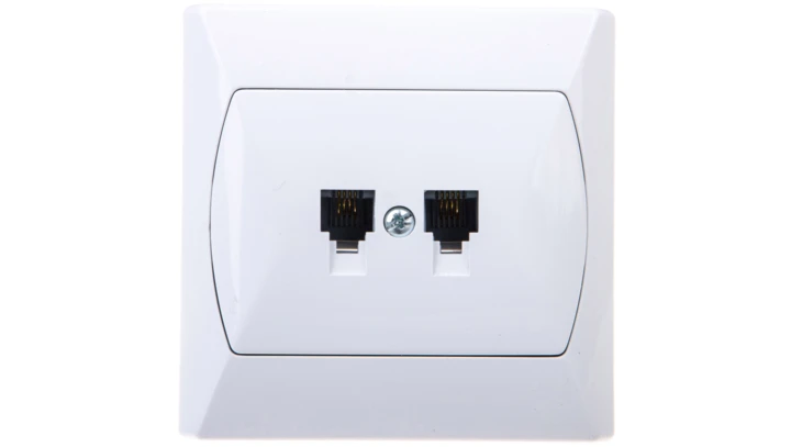 AKCENT Gniazdo telefoniczne podwójne RJ11 równoległe białe GPT-2AR/00