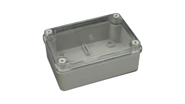 Puszka n/t hermetyczna 120x80x50 bez dławików IP56 pokrywa przezroczysta S-BOX 216-P