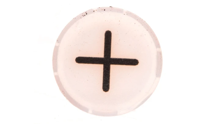 Soczewka przycisku 22mm płaska biała z symbolem ZWIEKSZANIE (PLUS) M22-XDL-W-X4 218302