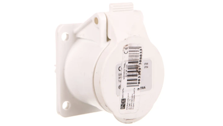 Gniazdo tablicowe 32A 3P 42V 12h białe IP44/54 393-12f9v