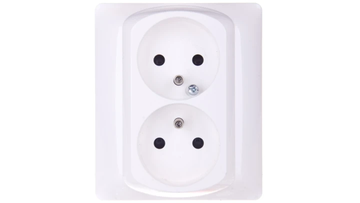 SISTENA LIFE Gniazdo podwójne z/u z przesłonami arctic 771038