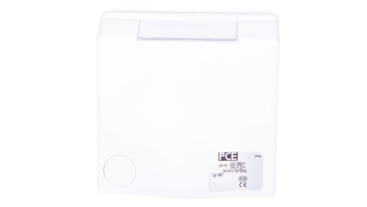 Gniazdo natynkowe przelotowe 16A 5P 400V białe IP44 DESIGN 865-6v