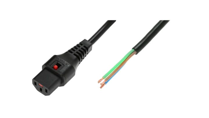 Kabel zasilający do zarobienia 3x1 OPEN/IEC C13 prosty M/Ż czarny IEC-PC1025 /2m/