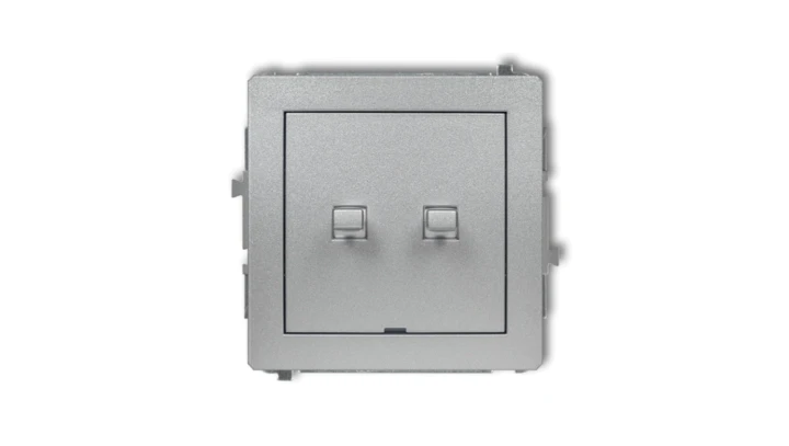 DECO Przycisk świecznikowy (dwa klawisze, bez piktogramów, wspólne zasilanie) w stylu amerykańskim srebrny metalik 7DW