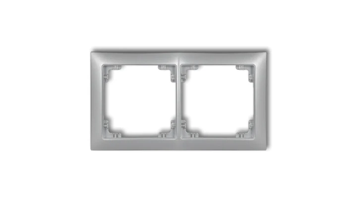 DECO Ramka uniwersalna podwójna z tworzywa DECO Soft srebrny metalik 7DRSO-2