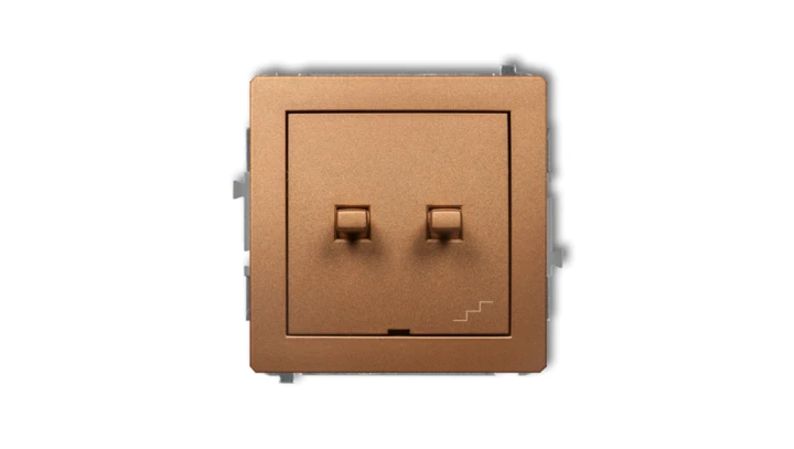 DECO Łącznik jednobiegunowy ze schodowym (osobne zasilanie) w stylu amerykańskim złoty metalik 8DWPUS-10.2