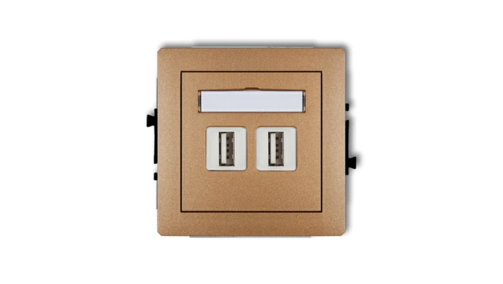 DECO Gniazdo podwójne 2xUSB-AA 3.0 złoty metalik 8DGUSB-6