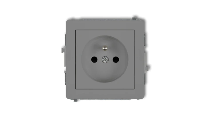 DECO Gniazdo pojedyncze z/u 2P+Z szary mat 27DGP-1zp