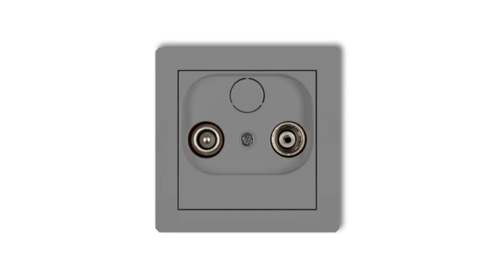 DECO Gniazdo antenowe RTV przelotowe 9dB szary mat 27DG9P