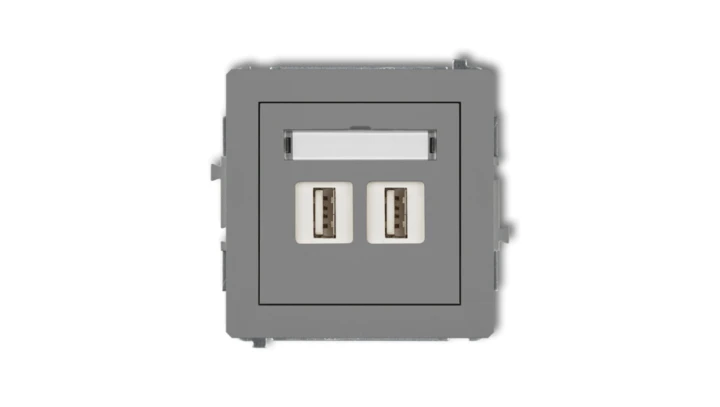 DECO Gniazdo podwójne 2xUSB-AA 2.0 szary mat 27DGUSB-2