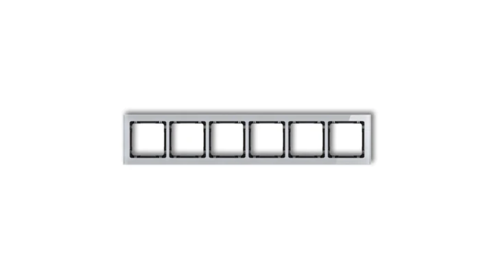 DECO Ramka uniwersalna sześciokrotna - efekt szkła (ramka: szara spód: czarny) szary 15-12-DRS-6