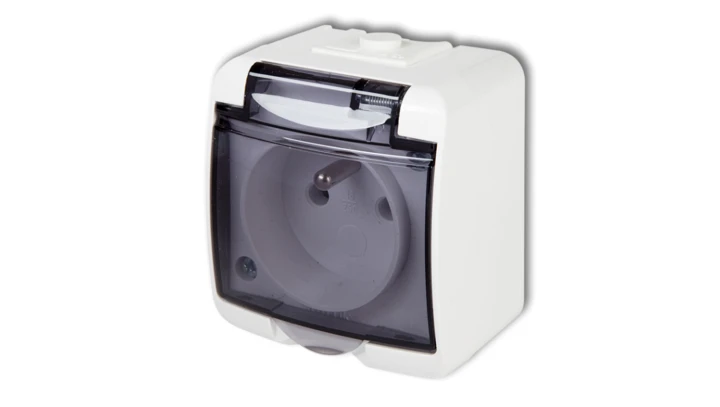 JUNIOR Gniazdo pojedyncze z/u (klapka dymna) biały GHE-1dp