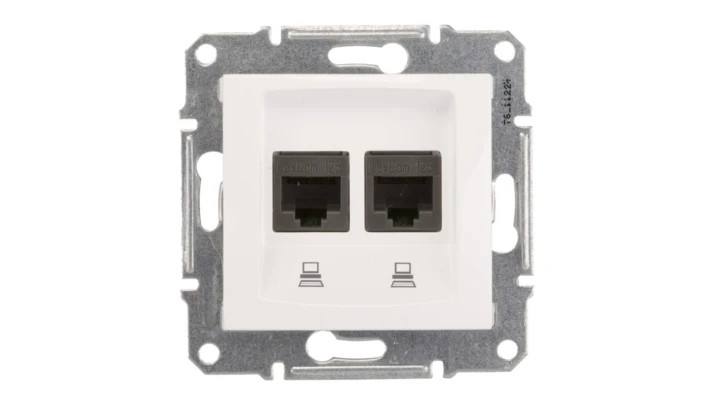 Sedna Gniazdo komputerowe podwójne RJ45 kat.5e UTP białe SDN4400121