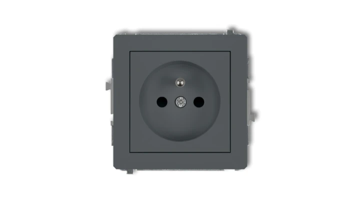 DECO Gniazdo pojedyncze z/u 2P+Z grafitowy mat 28DGP-1zp