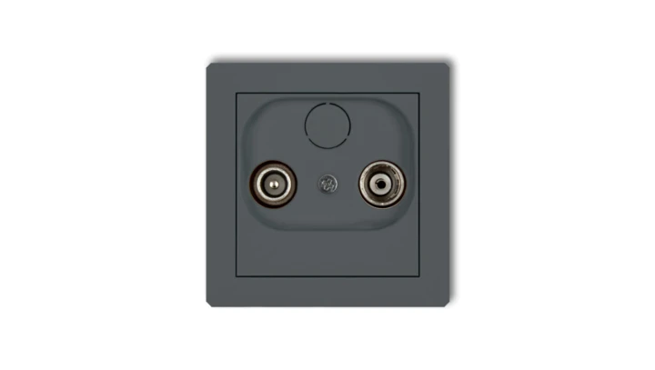 DECO Gniazdo antenowe RTV przelotowe 9dB grafitowy mat 28DG9P