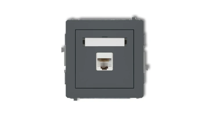 DECO Gniazdo komputerowe pojedyncze 1xRJ45, kat. 6, 8-stykowy grafitowy mat 28DGK-3