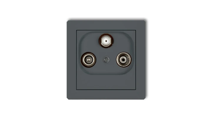 DECO Gniazdo antenowe RTV-SAT przelotowe 10dB grafitowy mat 28DGSP