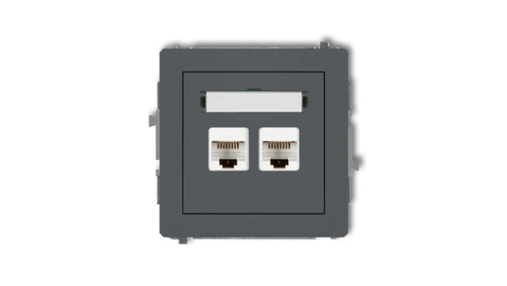 DECO Gniazdo komputerowe podwójny 2xRJ45, kat. 6, 8-stykowy grafitowy mat 28DGK-4
