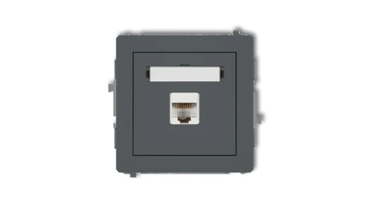 DECO Gniazdo komputerowe pojedyncze 1xRJ45, kat. 6, ekranowane, 8-stykowy grafitowy mat 28DGK-5