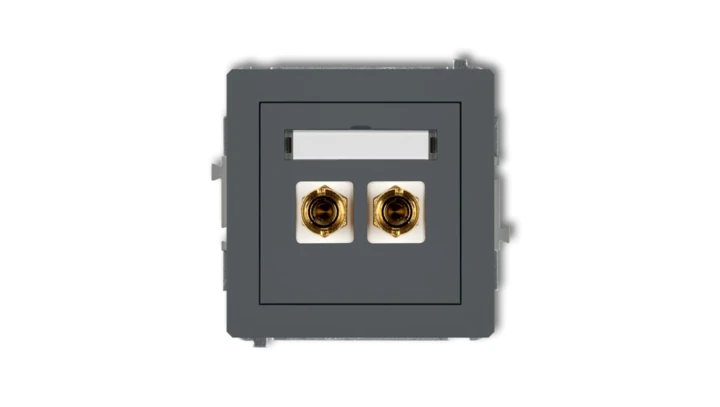 DECO Gniazdo głośnikowe pojedyncze (typu banan - czerwony i czarny, pozłacany, 4 mm2, do lutowania) grafitowy mat 28DGG-3