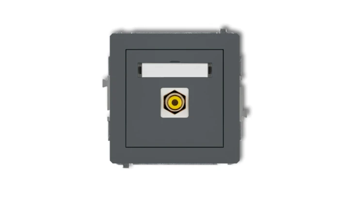 DECO Gniazdo pojedyncze RCA (typu cinch - żółty, pozłacany) grafitowy mat 28DGRCA-1