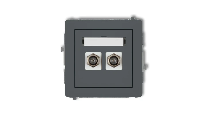 DECO Gniazdo antenowe podwójny typu F (SAT) niklowany grafitowy mat 28DGF-2