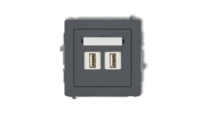 DECO Gniazdo podwójne 2xUSB-AA 2.0 grafitowy mat 28DGUSB-2