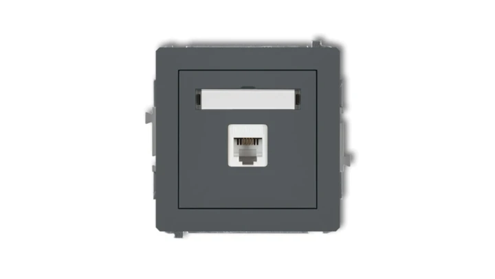DECO Gniazdo telefoniczne pojedyncze 1xRJ11, 4-stykowy, beznarzędziowe grafitowy mat 28DGT-1