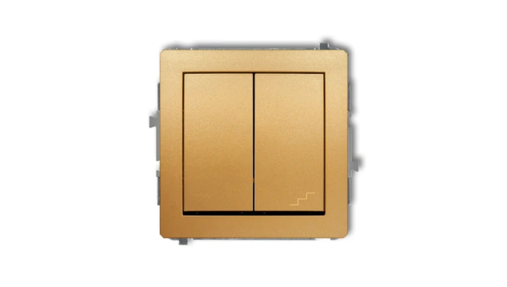 DECO Łącznik jednobiegunowy ze schodowym (osobne zasilanie) złoty 29DWP-10.2