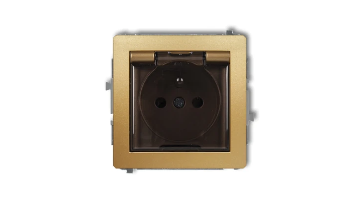 DECO Gniazdo bryzgoszczelne z/u (klapka dymna) złoty 29DGPB-1zdp